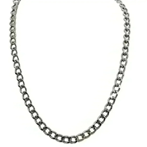 Vintage Chunky Silver Necklace Chain Monet Textured Link - Picture 1 of 6